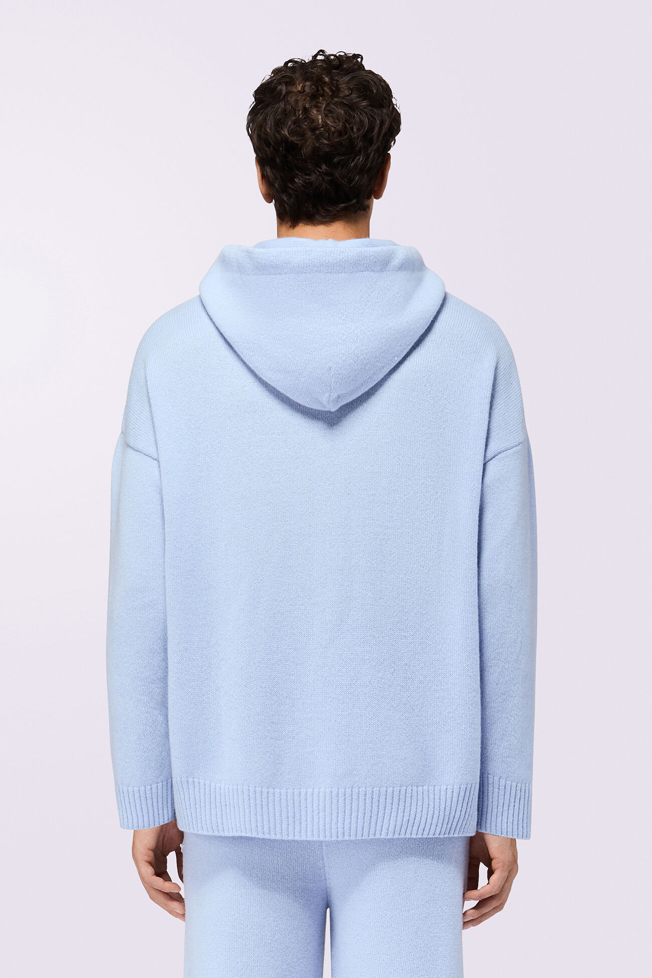 Angels Patch Knit Hoodie Light Blue